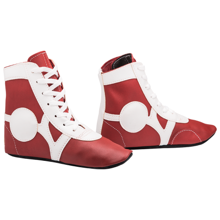 Купить Обувь для самбо SM-0102, кожа, красный Rusco в Горнозаводске 