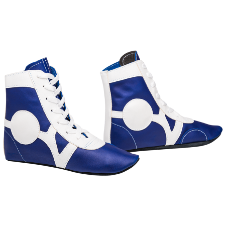 Купить Обувь для самбо SM-0102, кожа, синий Rusco в Горнозаводске 