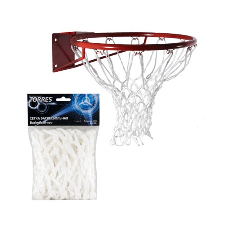 Купить Сетка баскетбольная Torres, нить 6 мм, белая в Горнозаводске 