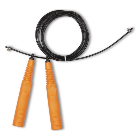 Купить Скакалка высокооборотная Кроссфит стальной шнур в оплетке 2.9 м чёрно-оранжевая в Горнозаводске 